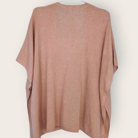 Nordstrom Womens Ruana Sweater One Size Cashmere Cardigan Knit Camel Pockets - Picture 2 of 9
